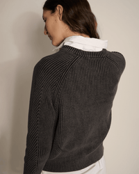 Chelsea Washed Cotton Sweater in Black - Bliss Boutiques