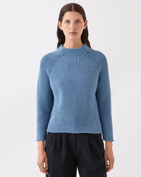 Demylee Clothing Daphne Washed Cotton Sweater in Denim
