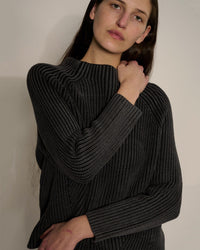 Daphne Washed Cotton Sweater in Black - Bliss Boutiques