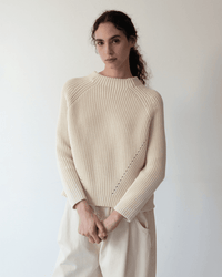 Daphne Washed Cotton Sweater in Off White - Bliss Boutiques