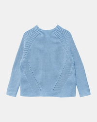 Demylee Daphne Cotton Sweater in Sky Blue with a ribbed design displayed on a white background.