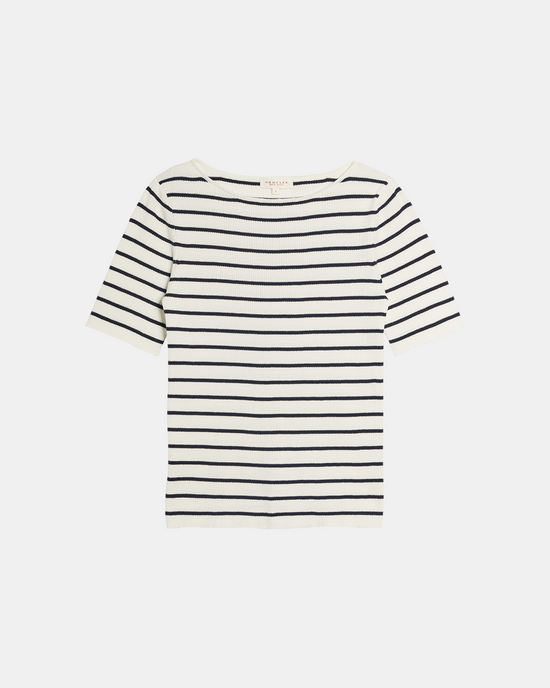 Rena Stripe Top in Off White/Navy by Demylee