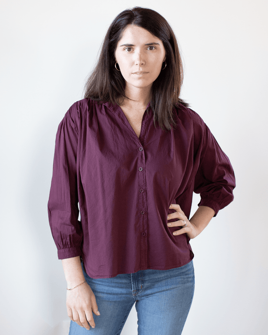 A Shirt Thing Flora Blouse - Cabo in Merlot 