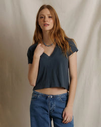 Alanis - Recycled Cotton V Neck in Turbulence