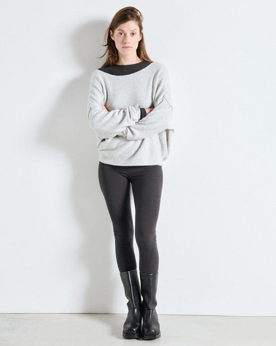 American Vintage Damsville Wide Scoop Sweater in Gris Chine 