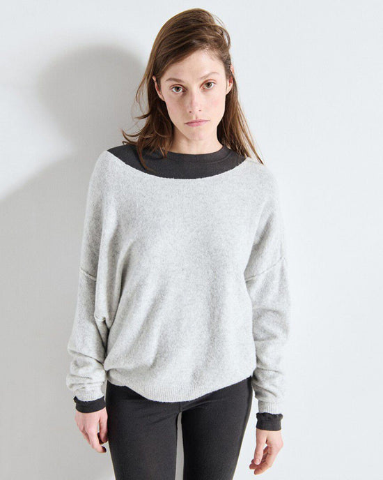 American Vintage Damsville Wide Scoop Sweater in Gris Chine 