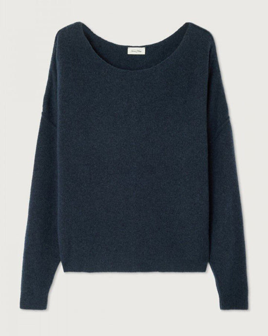 American Vintage Damsville Wide Scoop Sweater in Navy Blue Chine Noir 