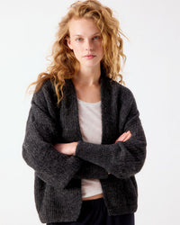 American Vintage East Open Cardigan in Anthracite Chine 1 - Bliss Boutiques