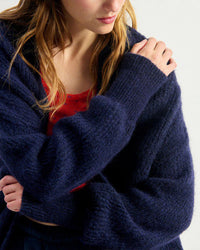 American Vintage East Open Cardigan in Navy Chine 2 - Bliss Boutiques
