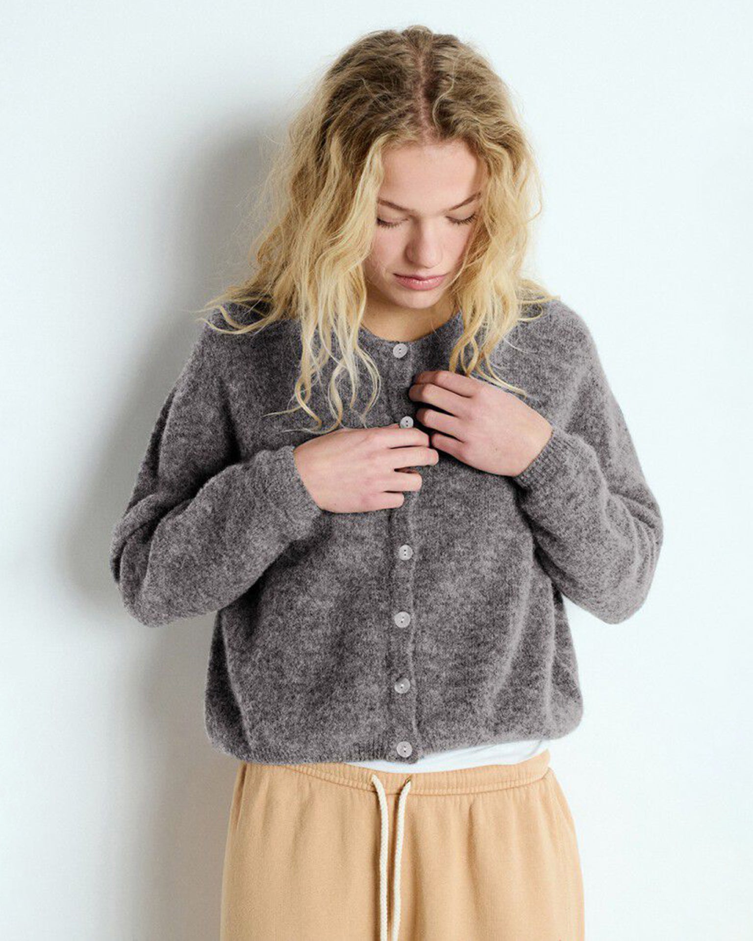 Vito Button Cardi in Acier Chine