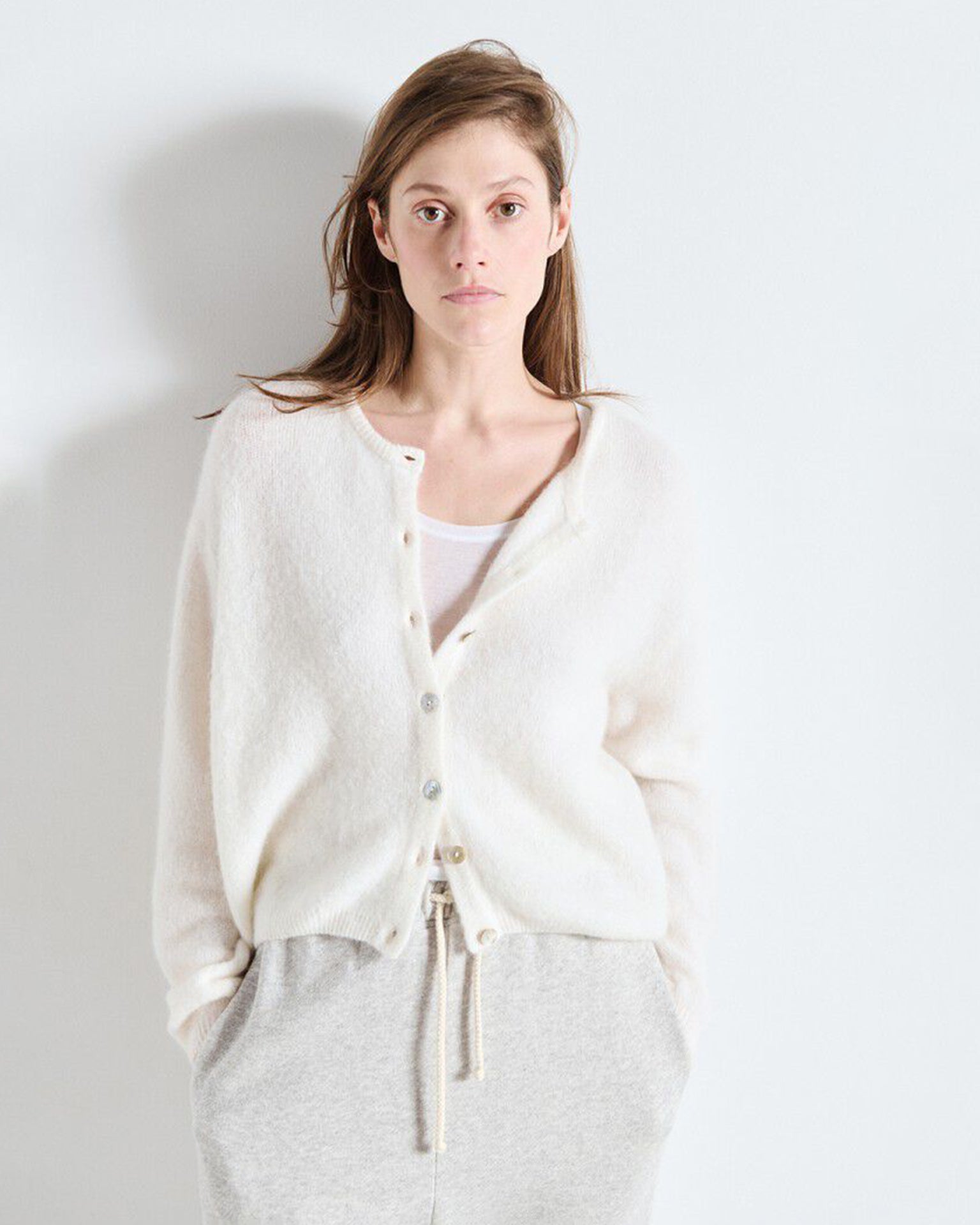 Vito Button Cardi in Blanc