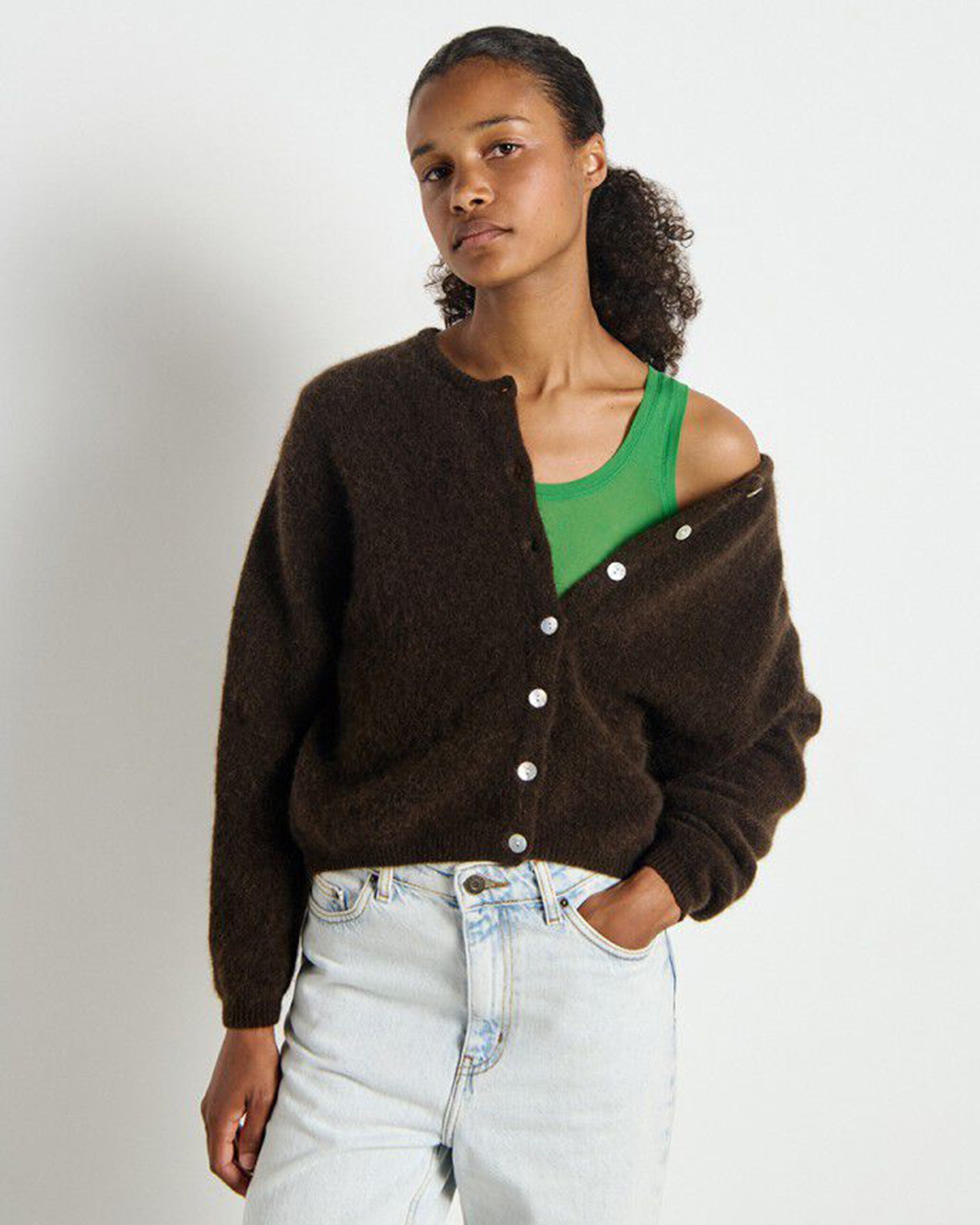 Vito Button Cardi in Cafe Chine