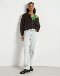 American Vintage Vito Button Cardi in Cafe Chine 2 - Bliss Boutiques