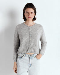 American Vintage Vito Button Cardi in Gris Clair 1 - Bliss Boutiques