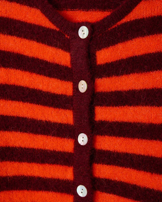 American Vintage Vito Cardigan in Grenat Raye/Gaspacho Chine 