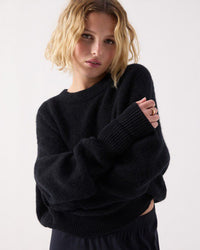 American Vintage Vito Crew Sweater in Noir 3 - Bliss Boutiques