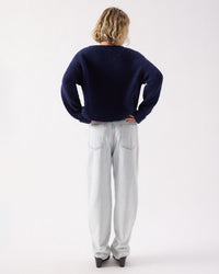 American Vintage Vito V Neck Sweater in Navy Chine 5 - Bliss Boutiques