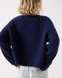 American Vintage Vito V Neck Sweater in Navy Chine 6 - Bliss Boutiques
