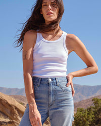 AMO Long Rib Tank in White 