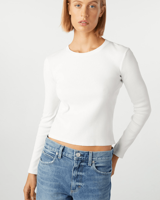 AMO Slim Rib Tee in White 