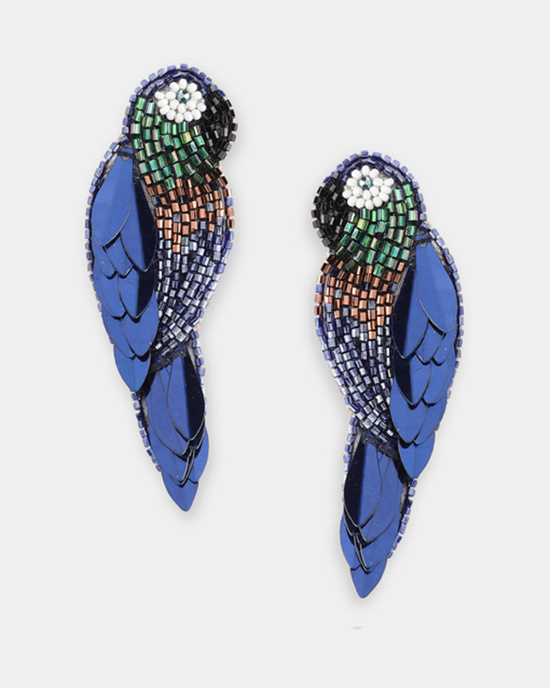 A pair of Olivia Dar Ara Earrings in Navy with colorful micro beads.