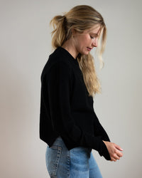 Autumn Cashmere Boxy Crew w/ Slits in Black 