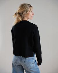 Autumn Cashmere Boxy Crew w/ Slits in Black 