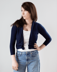 Autumn Cashmere Easy Crop Cardi in Peacoat 