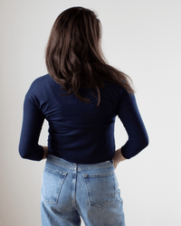 Autumn Cashmere Easy Crop Cardi in Peacoat 