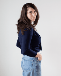 Autumn Cashmere Easy Crop Cardi in Peacoat 