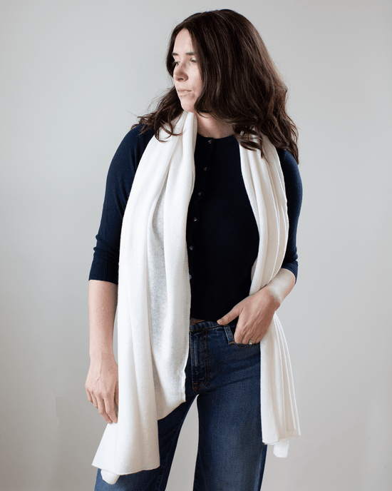 Autumn Cashmere Featherweight Wrap in Chalk 