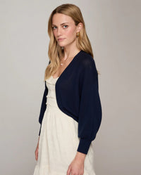Autumn Cashmere Loose Gauge Shrug in Navy 1 - Bliss Boutiques