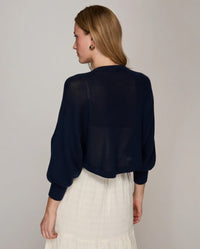 Autumn Cashmere Loose Gauge Shrug in Navy 2 - Bliss Boutiques
