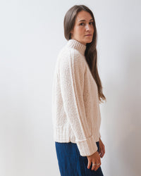 Autumn Cashmere Raglan Crew w/ Cuffed Bracelet Sleeves in Sand 5 - Bliss Boutiques