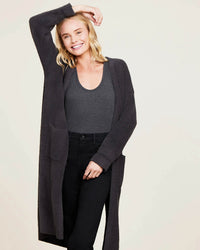 Barefoot Dreams Clothing CC Luxe High Slit Cardigan in Carbon