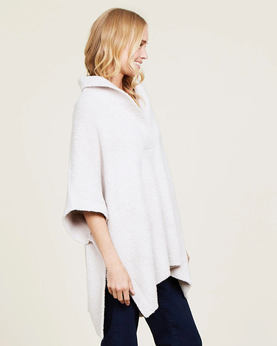 Barefoot Dreams CC Shawl Collar Poncho in Stone 