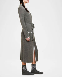 Barefoot Dreams CCL Contrast Ribbed Robe in Olive Branch/Pearl 