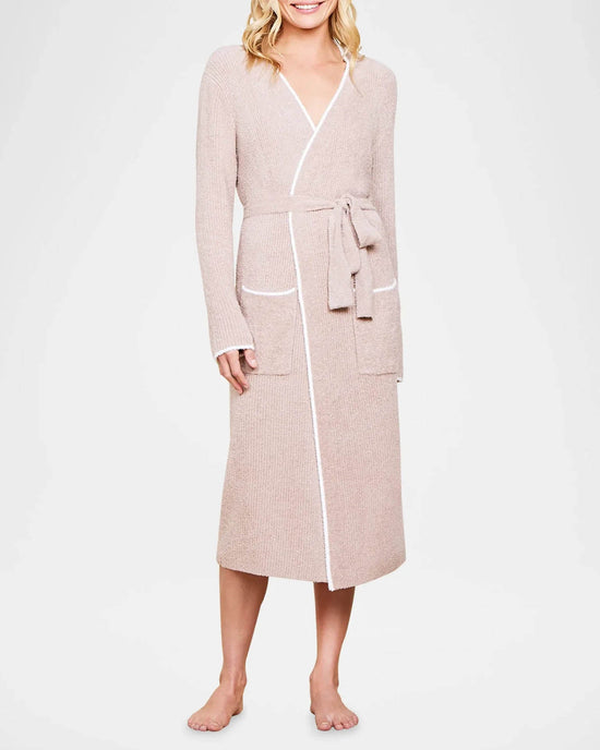 Barefoot Dreams Lingerie CCL Contrast Ribbed Robe in Willow/Pearl