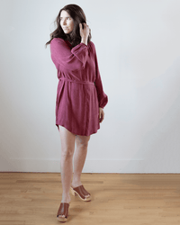 Bella Dahl Belted Raglan Mini Dress in Sweet Merlot 