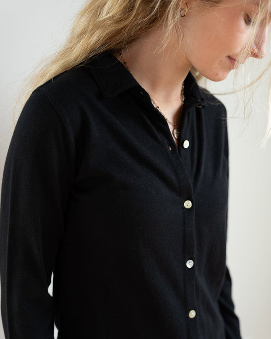 Bella Dahl Button Up Knit Top in Black 