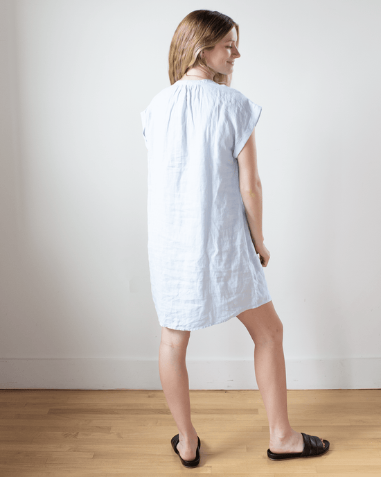 Bella Dahl Cap Sleeve Henley Dress in Blue Periwinkle 