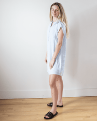 Bella Dahl Cap Sleeve Henley Dress in Blue Periwinkle 