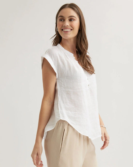 Bella Dahl Cap Sleeve Pullover in White 