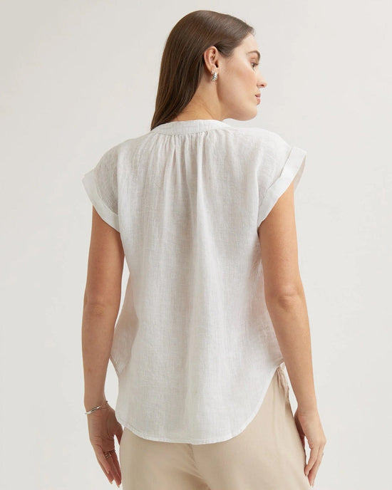 Bella Dahl Cap Sleeve Pullover in White 