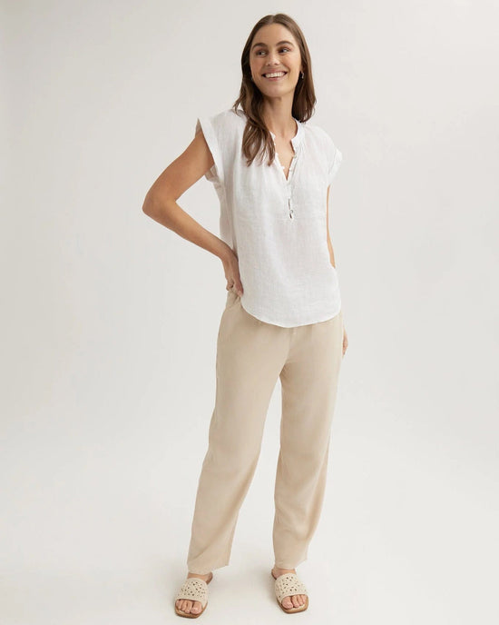 Bella Dahl Cap Sleeve Pullover in White 