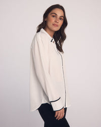 Bella Dahl Contrast Trim Shirt in Off White 