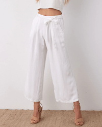 Bella Dahl Emma Wide Leg Crop w/ Sash in White 