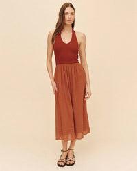 Bella Dahl Halter Neck Mixed Dress in Red Sand 1 - Bliss Boutiques