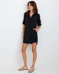 Bella Dahl L/S A Line Shirtdress in Vintage Black 