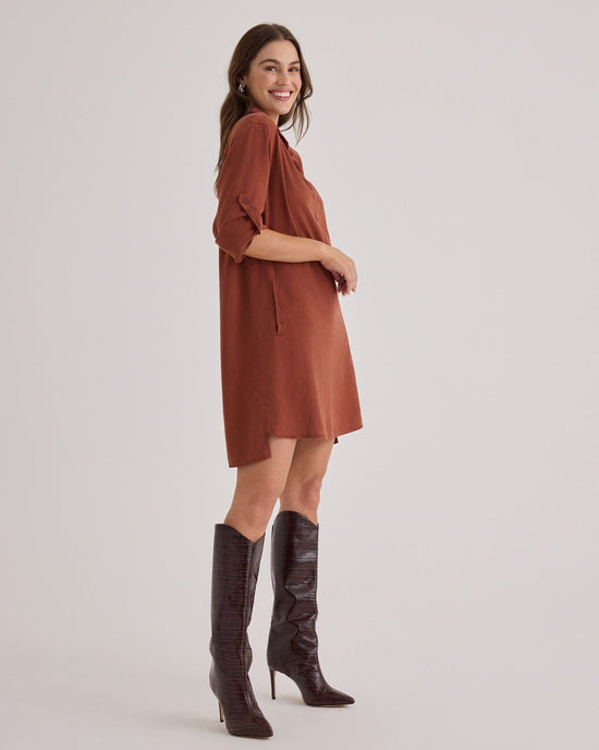 Bella Dahl Long Sleeve A Line Dress in Autumn Amber 